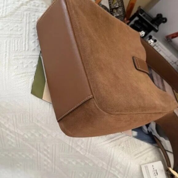 Coach Tan Suede Shoulder Bag - Picture 6 of 8